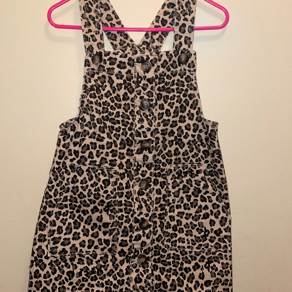 Leopard Print Kids Overall Dress